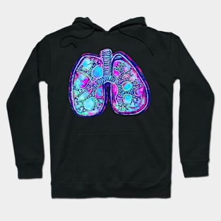 Purple and Blue Watercolor of Lungs Hoodie